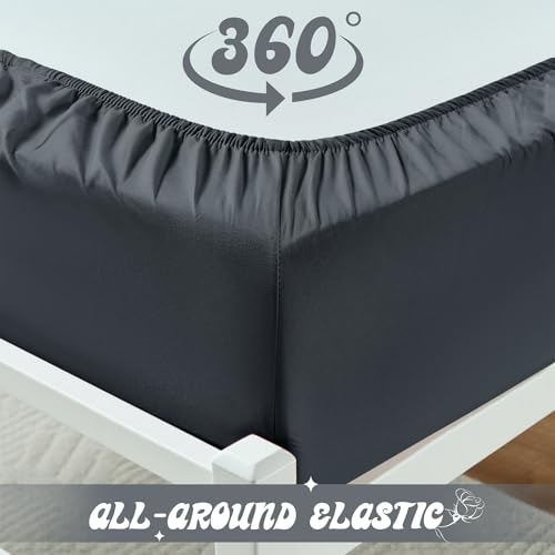 VACVELT Cot Fitted Sheet, 31 x 75 Inch Charcoal Black Cot Sheets, Ultra Soft and Breathable Microfiber Bed Cover Snug Fit for Narrow Twin/RV Bunk/Camper Bunk/Guest Beds/Trifold Mattress - color: Charcoal Black