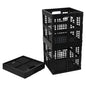 18 L Collapsible Storage Crates, Square Plastic Crates, Black, 3 Pack