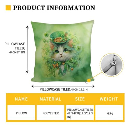 Cat Hat Shamrock RV Dinette Cushion Covers Washable Sofa Furniture Protector Stretch RV Couch Covers St. Patrick's Day Accessories Backrest Cover and Pillowcase - color: Cat Hat Shamrock