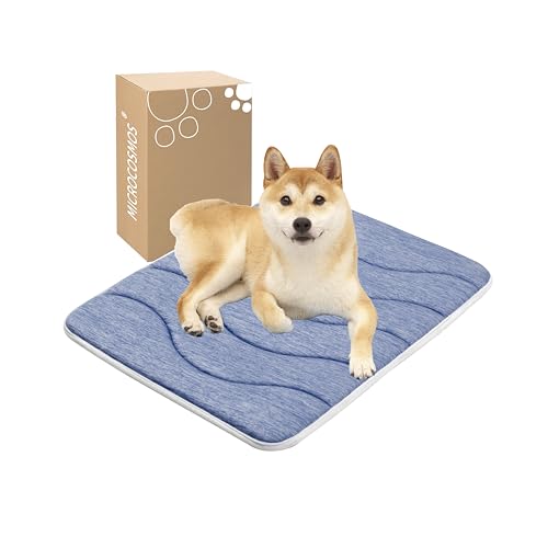 MICROCOSMOS 0.8" Thick Cooling Dog Foam Pad & Summer Pet Sleeping Mat, Machine Washable, Materials Safe, Portable Flat Pet Bed for Dogs.(Navy Blue, 24" x 18") - color: Navy Blue, size: 24"L x 18"W x 0.8"Th