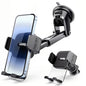 [2026 Upgraded Military-Grade Car Phone Holder Mount — Ultra-Stable Clamp Grip, 3-in-1 Dashboard/Windshield/Air Vent, One-Button Release — Heavy Duty Universal for iPhone & All Smartphones