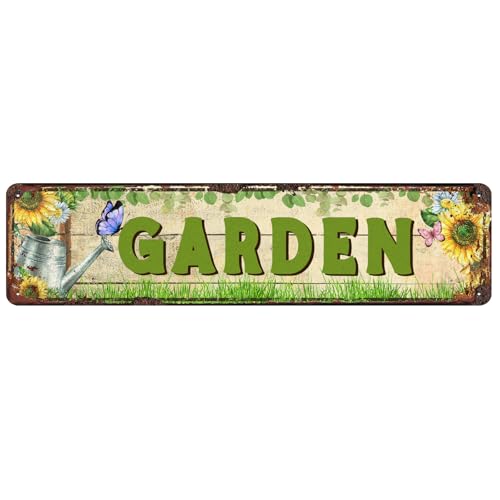 Garden Themed Decorative Signs Vintage Sign Outdoor Garden Decor Plaques Patio Deck Porch Yard Art Decoration, Metal Tin Signs 16x4 Inch - color: V-111