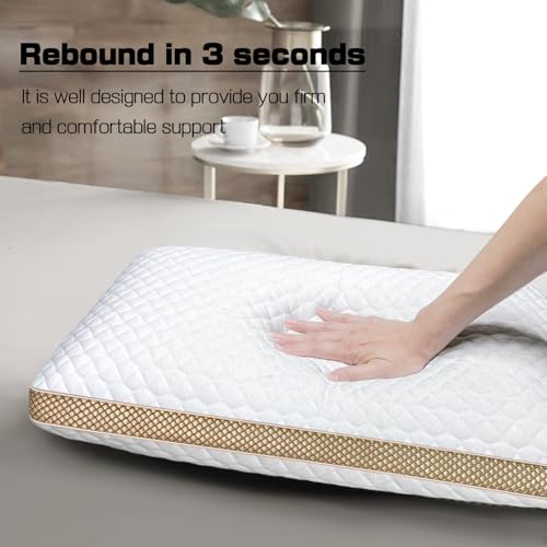 Memory Foam Pillows Standard Size, Medium Firm Pillow for Sleeping, Orthopedic Bed Pillow for Side, Back Sleepers, Ventilated Gel Foam Pillow with Washable Cover, 23.6" x 15.7"x 5.1" - size: Standard (Pack of 1)