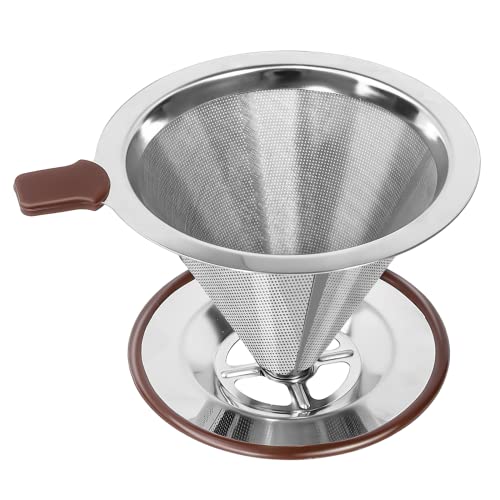 Pour Over Coffee Dripper, Reusable Paperless Coffee Filter,Professional Stainless Steel Drip Cone Brew Coffee Strainer,Upgraded Double Micro Mesh Filter with Cup Stand,1-4 Cup - size: 1-4 Cup