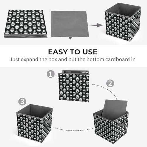 Skull Pattern Foldable Storage Box with Handle Organizer Containers for Home Office Clothes Office Supplies - color: style-5-1