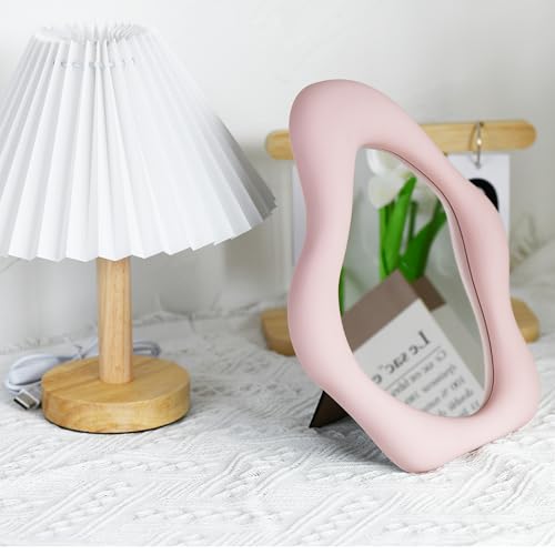 YCHMIR Small Wall Mirror Table Mount Vanity Mirror 10 “L x 8.8 ”W (Pink) - color: Pink