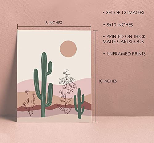 Artivo Boho Wall Art Prints Southwestern Art Wall Decor 8x10 12 Set, Neutral Aesthetic Wall Collage Kit, Modern Wall Art Desert Bedroom Posters, - color: Boho 12 Set