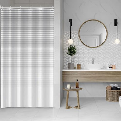 Boho Shower Curtain for Bathroom 36x72 inches Light Grey White Lines Waterproof Shower Curtain Set with Hooks Bohemian Stripe Fabric Stall RV Shower Curtains - color: Grey, size: 36"W x 72"L (Pack of 1)