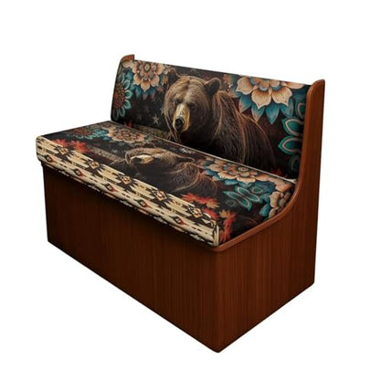 RV Dinette Cushion Covers with Aztec Boho Flower Bear Print - Stretchable Couch Cushion Covers Washable Slip Covers for Loveseat Sofa Slip Covers, Easy to Install - color: Aztec Boho Flower Bear