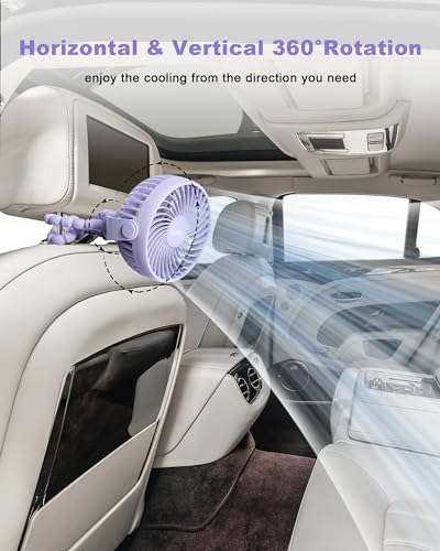 Coohea Stroller Fan Clip on for Baby, 4000mAh Rechargeable Battery Operated, Flexible Tripod, 3 Wind Speed, 360° Rotatable, Small Portable Fan for Car Seat Crib Backseat Beach Travel Camping, Purple - color: Purple