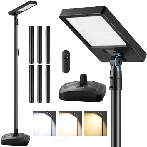 102" Solar Outdoor Street Lights with Pole & Remote, Removable IP65 Waterproof LED Solar Flood Motion Post Light, Dusk to Dawn Solar Floor Lamp for House, Yard, Garden, Patio, Lawn, Garage, Driveway - size: 102'' Height with water filled base