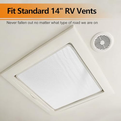 SheeChung RV Vent Insulator, 14″x14″x3″ RV Skylight Cover with Reflective Surface | Energy Saving & Reduce Heat Transfer | Skylight Shade Universal for Camper Trailer Vent - 1 Pack - size: 14 x 14 Aluminum