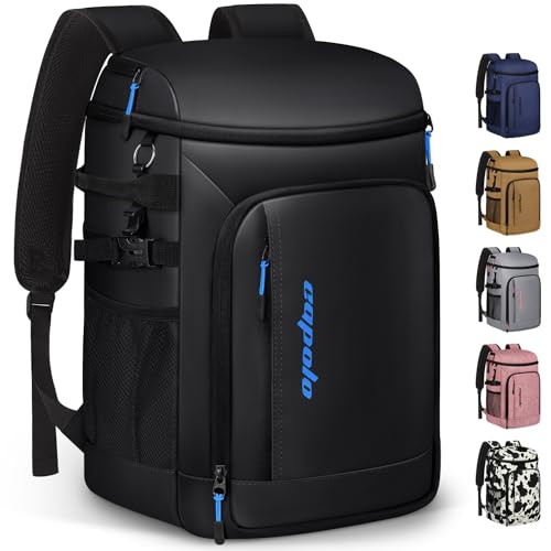 Capolo 36/45 Cans Cooler Backpack Insulated Waterproof for Women Men Lunch Backpack Coolers Leak Proof Soft Cooler Bags - color: Deep Black Leather, size: 45 Cans