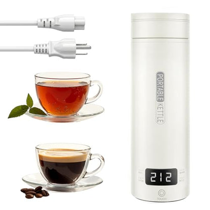 Travel Tea Kettle（120V）, Portable Electric Kettle, 316 Stainless Steel Premium Liner, 4-speed Temperature Adjustment with Auto Shut-off and Boil-Off Protection,White. - color: white