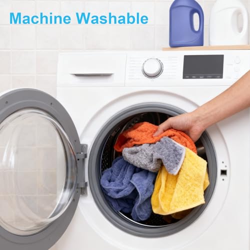 Microfiber Cleaning Cloths 12" x 12": 10 Pack Reusable lint-Free | Towels for Glass, Mirrors, Windows, Stainless Steel, Busting, Kitchen, Bathroom and Car Detailing