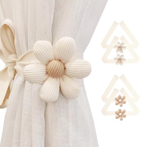 SRG Curtain Tiebacks for Curtains 4 Pack, Decorative Curtain Holdbacks for Drapes, Handmade Tie Backs No Drilling for Home Bedroom Window Decor – Sunflower Mixed - color: Sunflower Mixed