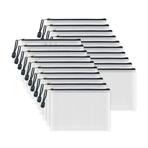20pcs Mesh Zipper Pouch Bags, Multipurpose Waterproof Organization Storage Bag for Office School Home Travel (B6 Size 7.6''x5.3'', White and Black) - color: White and Black, size: B6 Size 7.6 x 5.3 inch