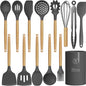 oannao Silicone Cooking Utensils Kitchen Utensil Set - 446°F Heat Resistant Silicone Kitchen Utensils Set, Spatula,Turner Tongs, Spoon, Whisk,Kitchen Gadgets for Nonstick Cookware, BPA Free (Gray) - color: Gray