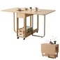 Folding Dining Room Table for 4/6 with 35.4" Extra Wide Space Saving Drop Leaf Table with Lockable Wheels & Storage, Heavy Duty Eco Solid Wood Top 300lb, Convertible Desk for Apartments/RV/Home Office - color: Wood