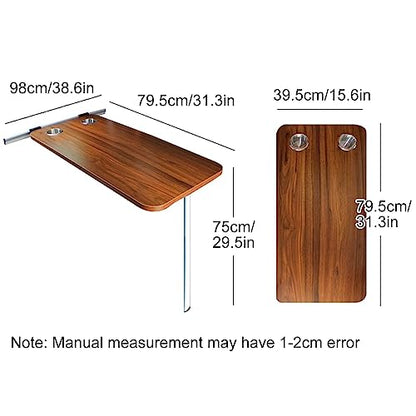 Rv Dinette Table, Folding Wall Table, Fold Down Table, White Adjustable Steel Brackets, for Rv, Home Office, Bedroom or Kitchen (Wood Grain 39x79cm/15x31in)