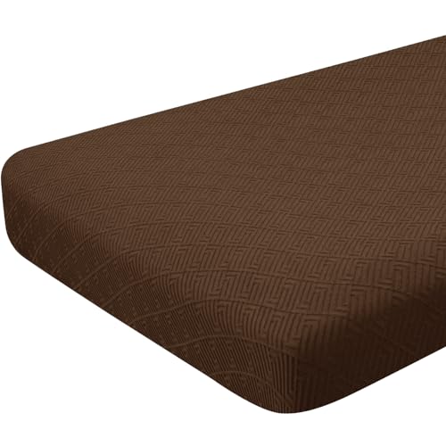 ZNSAYOTX Stretch Cushion Covers Sofa Loveseat Cushion Couch Seat Covers Slipcovers Soft Replacement Unique Pattern Furniture Protector with Elastic Bottom (Coffee, 1 Pc 2-Seat Cushion Cover) - color: Coffee, size: 1 Cushion Loveseat