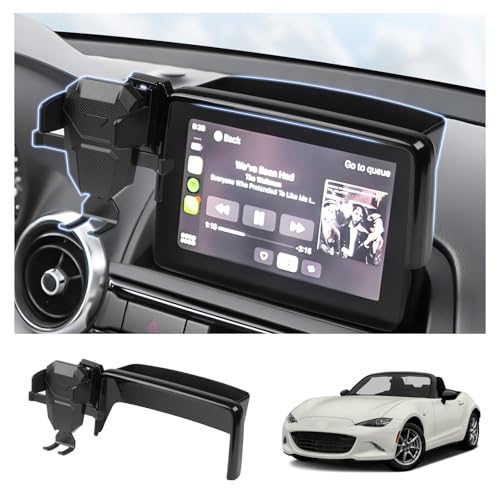 FIILINES Phone Holder for Mazda MX-5 Miata 2016-2023/CX-3 2016-2021/Mazda 3 2014-2016 (Fit 7" Screen), Phone Mount with Dash Organizer for CX3 Accessories, 360 Degree Rotation Dash Mount - size: For MX5 2016-2023