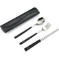 DEVICO Portable Travel Utensils with Case, Reusable Camping Silverware for Lunch, 18/8 Stainless Steel Cutlery Set (Black) - color: Black