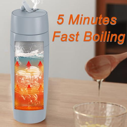 Portable Electric Kettle Boiler, Small Electric Travel Kettle, 300W Fast Water Heater, Mini Electric Tea Coffee Mug for Hotels/Offices/RVs, Automatic Shut-Off & Restart, Elegant Gray - color: Gray 110V/350ml