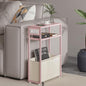 Leomonio Pink Side Table with Charging Station, Slim End Tables with Linen Basket, Skinny Table for Small Spaces, Thin Bedside Table for Living Room, Bedroom - color: Jelly Pink + Cream White - Outlet