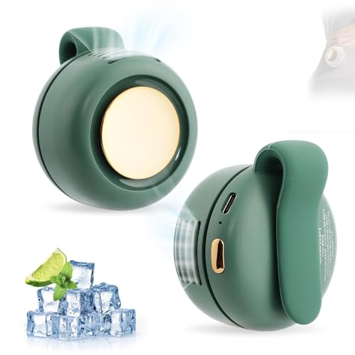 Small Clip Fan, Personal Waist Fans,Portable Silent Mini Bladeless Fan Clip On for Shirt ,Hands-Free Personal Clip Fans 3 Speeds,Clips on Waist Neck Fanes for Outdoor,Camping,Travel,Office (Green) - color: Green