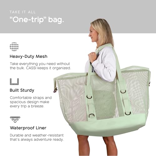 MISSION Boat Gear CASSI Heavy-Duty Outdoor Tote and Waterproof Marine-Grade Mesh Boat Bags - color: Sage, size: 170 Liter