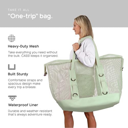 MISSION Boat Gear CASSI Heavy-Duty Outdoor Tote and Waterproof Marine-Grade Mesh Boat Bags - color: Sage, size: 170 Liter