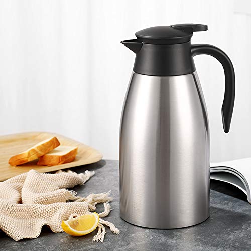 68oz Coffee Carafe Airpot Insulated Coffee Urn Stainless Steel Vacuum Thermal Pot Flask for Coffee, Hot Water, Tea, Hot Beverage - Keep 12 Hours Hot, 24 Hours Cold - color: Silver