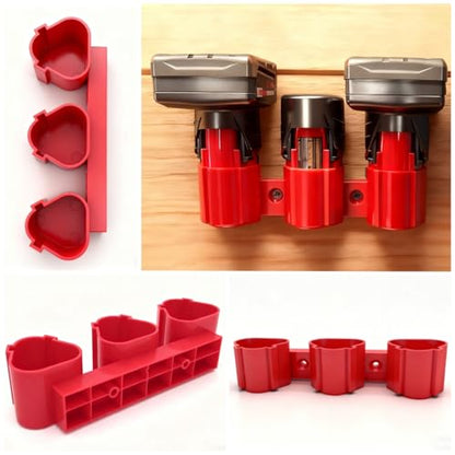 Tool Holders and Battery Holder Compatible Milwaukee M12 12V Wall Mount Plastic Hanger Battery Drill Tool Storage for Shelf Work Van Toolbox with 22 Screws