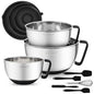 Rorence Stainless Steel Mixing Bowls: Metal Mixing Bowl Set with Lids and Handles Non-slip Silicone Bottom Nesting Bowls for Kitchen Set of 3 - Black - color: Black