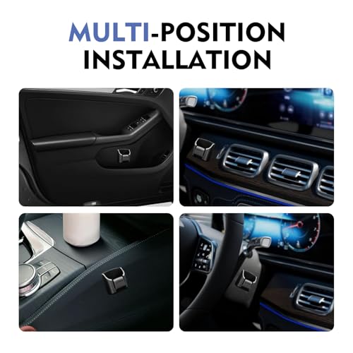 Car Key Fob Holder, Mini Key Card Organizer Box for Dashboard, Self-Adhesive Key Mount Organizers, Interior Storage Holder, Universal Gifts for Most Cars (Black)