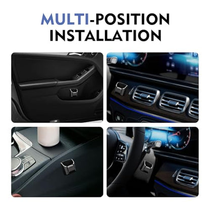 Car Key Fob Holder, Mini Key Card Organizer Box for Dashboard, Self-Adhesive Key Mount Organizers, Interior Storage Holder, Universal Gifts for Most Cars (Black)