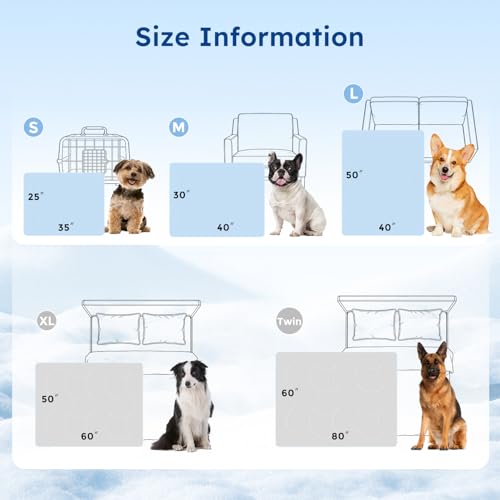 ZOMISIA Premium Cooling Blanket for Large Dogs - Q-MAX>0.5 Breathable Washable Dog Cooling Mat, Travel Soft Pet Summer Essentials, Blue, 50"x60" - color: Blue, size: XL(50x60")