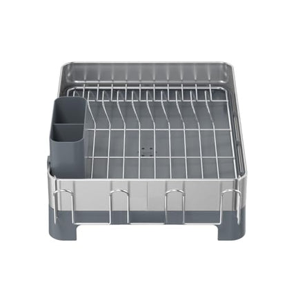 Glad Stainless Steel Dish Drying Rack - Large Space Saving Dish Drainer with Removable Cutlery Holder - Rust-Resistant Metal Rack with Adjustable Drain Spout for Kitchen Countertops, (12.6”W x 17.7”L) - size: Full Size