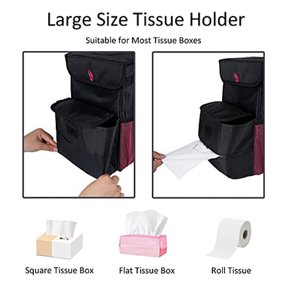 Car Trash Can Foldable Garbage Bin Leakproof 3 Gallons Black Pink - color: BlackPink, size: Large