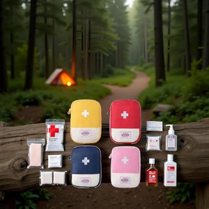 4 Pcs Travel First Aid Pouch,Empty Mini First Aid Pouch, Portable Outdoor First Aid Medical Rescue Bag Multi-Function Emergency Medicine Storage Organizer Bag Health and Household Supplies (Small)