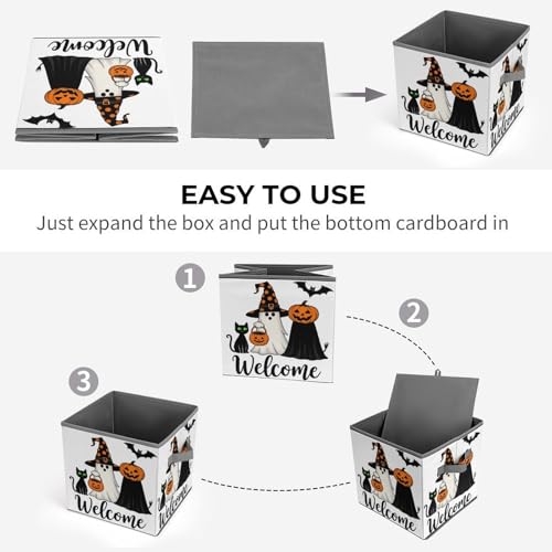 Welcome To Halloween Foldable Storage Box with Handle Organizer Containers for Home Office Clothes Office Supplies - color: style-9-1