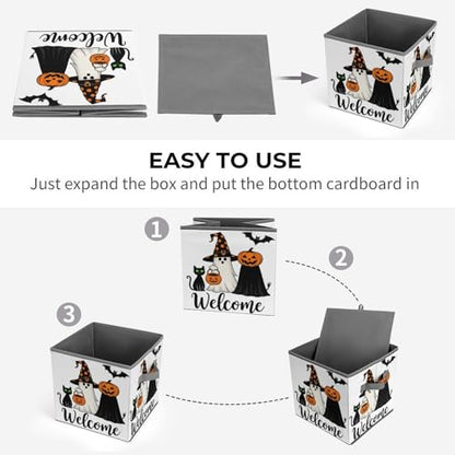 Welcome To Halloween Foldable Storage Box with Handle Organizer Containers for Home Office Clothes Office Supplies - color: style-9-1