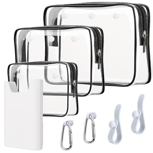3 Packs Clear Bogg Beach Tote Bag with 2 Pack Insert Hooks Accessories for Bogg Bags Travel Makeup Clean Toiletry Brush Organizer Cosmetic Divider Storage Inner Pouch - color: Black set of 4