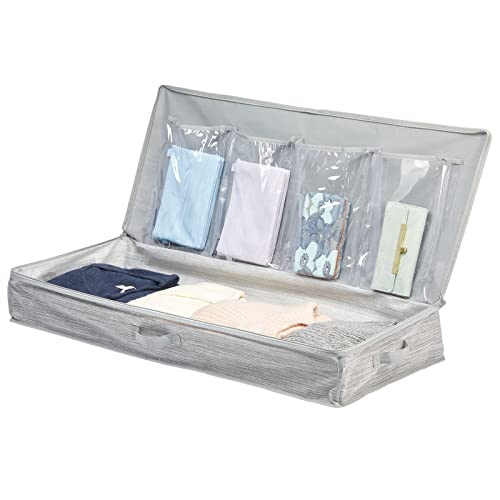 mDesign Long Gift Wrapping Organizer with Handles - Wrapping Paper Holder for Christmas and Holiday Giftwrap - Zipper Closure Storage Bag Container - Taupe/Tan