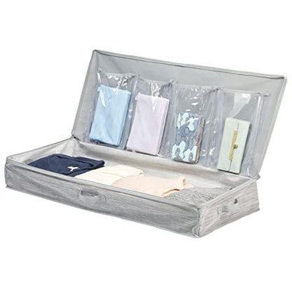 mDesign Long Gift Wrapping Organizer with Handles - Wrapping Paper Holder for Christmas and Holiday Giftwrap - Zipper Closure Storage Bag Container - Taupe/Tan
