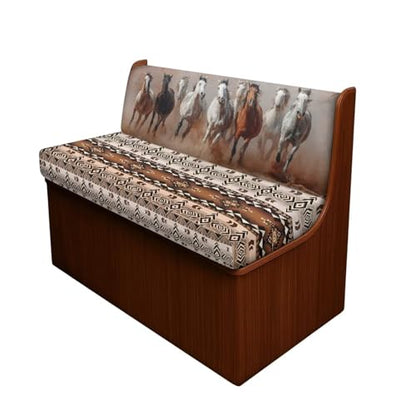 Running Horse RV Dinette Cushion Covers Stretch RV Stretch Sofa Seat Slipcovers Southwest Aztec Slip Covers for RV Furniture Include 1 Bench Cover 1 Backrest Cover - color: Aztec Running Horse