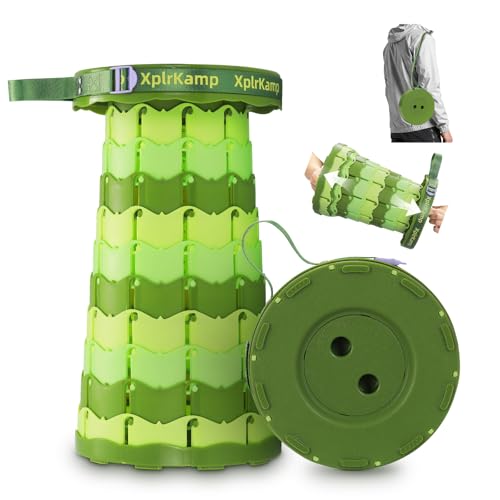 Folding Collapsible Stool Chair, Upgraded Lightweight Portable Seat for Adults, Telescoping Foldable Stools for Camping, Backpack, Fishing, Hiking, Outdoor/Indoor, LightGreen, 1Pack - color: Avocado Green