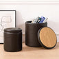oakvivo Round Set of 2 14.76" L x 14.76" W x 17.32" H Faux Leather Ottoman with Storage, Small Foot Rest Storage Ottomen with Lid Living Room, Bedroom Vanity Stool Chair, Coffee - color: Coffee