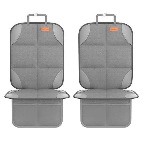 SMART ELF2 Pack Car Seat Protector-600D Fabric Waterproof Carseat Protector with Thicily Padded to Protect Your Car Seats from Child Seats and Pets (Light Grey) - color: Light Grey, size: 2PS